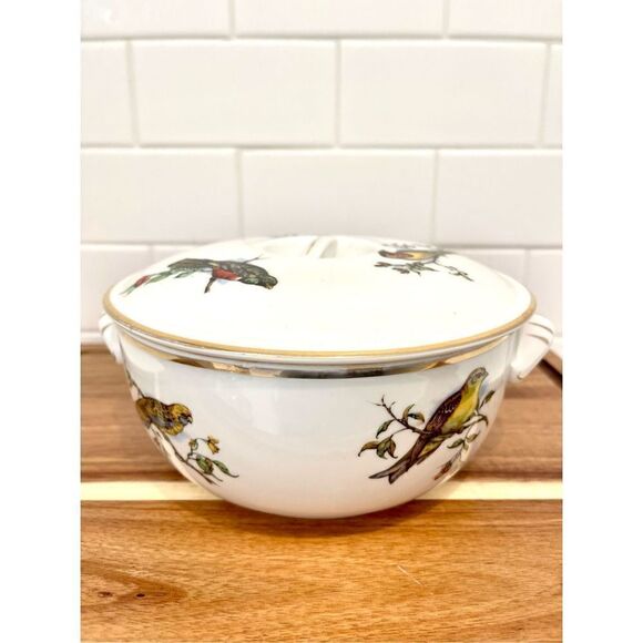 Vintage Pillivuyt France Covered Tureen Dish Rare Exotic Birds - Picture 1 of 12